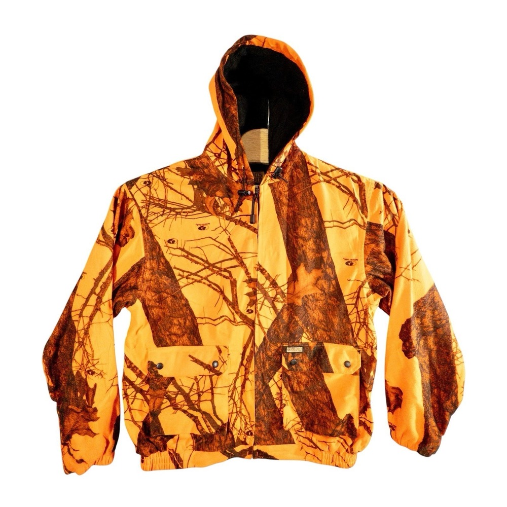 Sports Afield Fleece Lined Full Zip Hunting Jacket Mens Medium Blaze Orange Camo